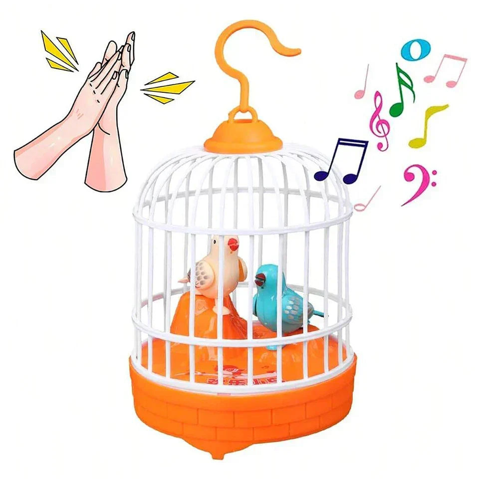 Voice-Controlled Simulation Bird Cage Toy for Kids & Babies – Realistic Pet Toy (Random Colors)