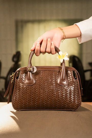 MINI WOVEN BOSTON BAG