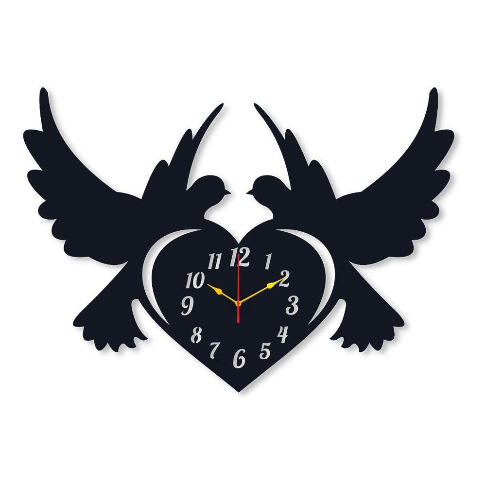 Black Pigeon Heart Wall Clock for Home Office