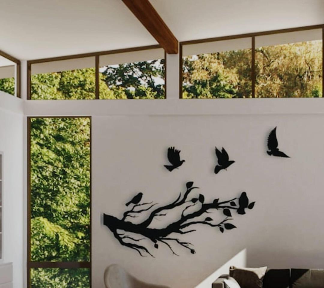 Flying Birds Wooden Wall Art Black 3D Decor
